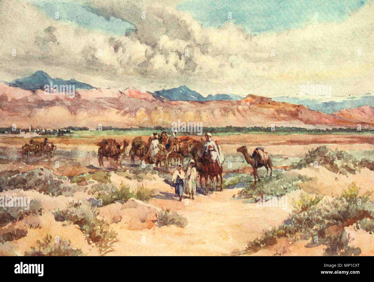 Caravan on the Sahara, circa 1906 Stock Photo