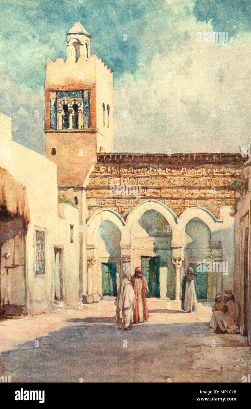 The Mosque of the Three Doors, Kairouan, Tunisia, circa 1906 Stock Photo