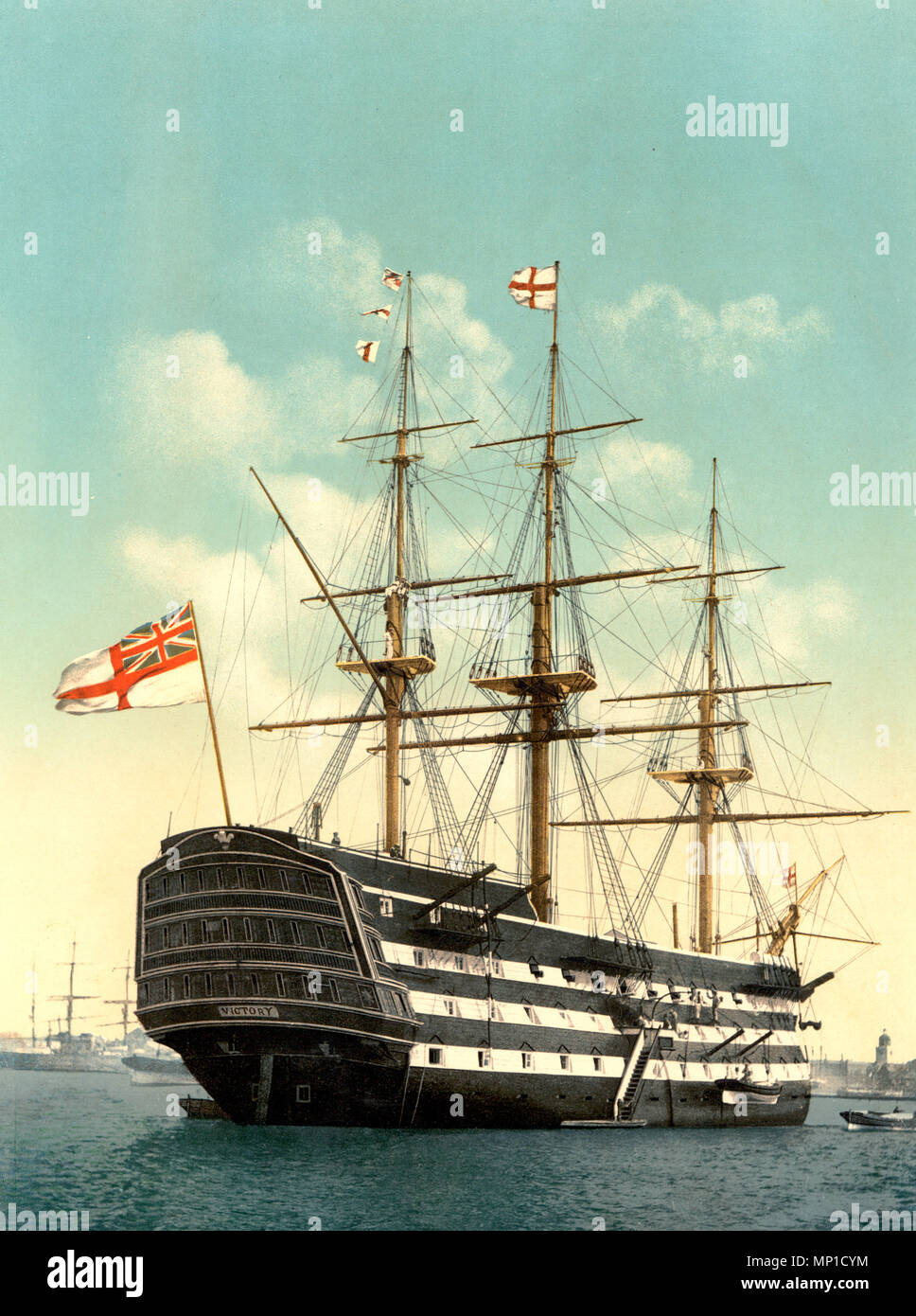 The Victory (Nelson's Flagship), stern, Portsmouth, England, circa 1900 Stock Photo