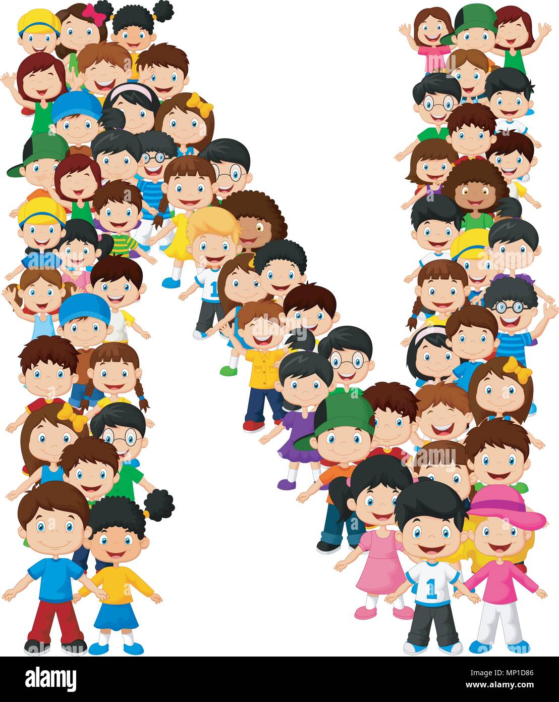 Little kids form alphabet N Stock Vector Image & Art - Alamy