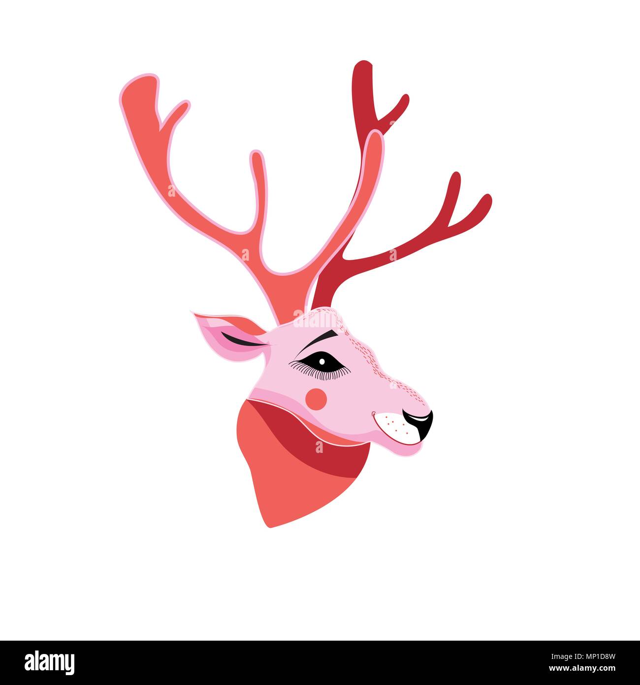 Vector illustration of deer portrait on white background Stock Vector ...