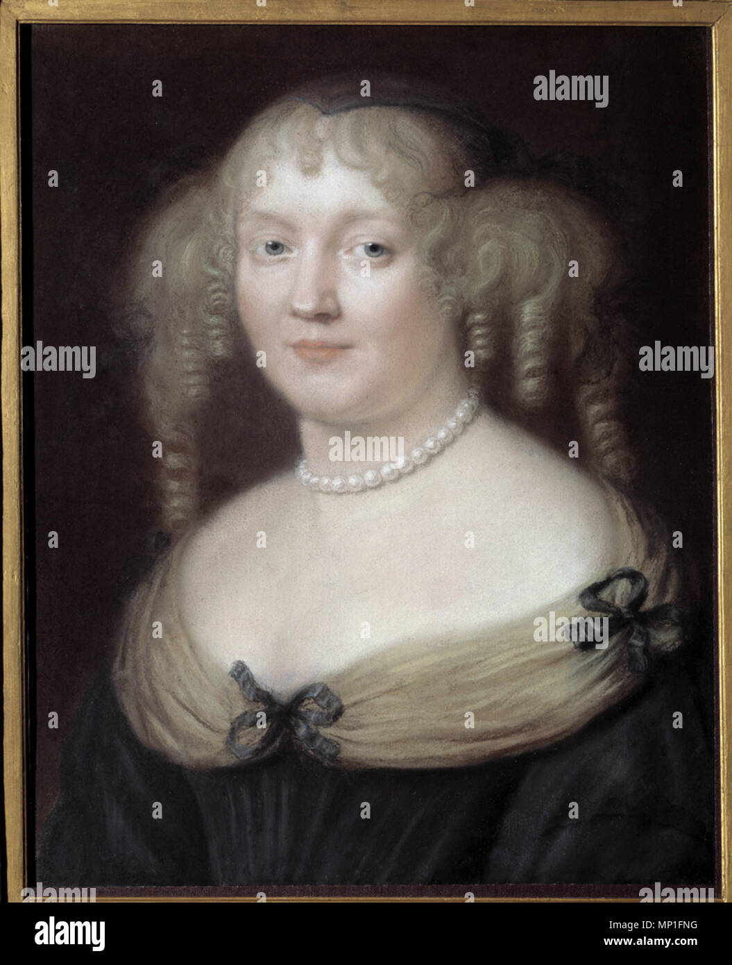 Portrait de Marie de Rabutin-Chantal (Rabutin Chantal), Marquise de Sevigne dite Madame de Sevigne (1626-1696), femme de lettres. Chateau de Bussy Rabutin. Peinture de Nanteuil Robert (1623-1678). Musee Carnavalet. bra02603 917 Nanteuil - Portrait of Marie de Rabutin-Chantal Stock Photo