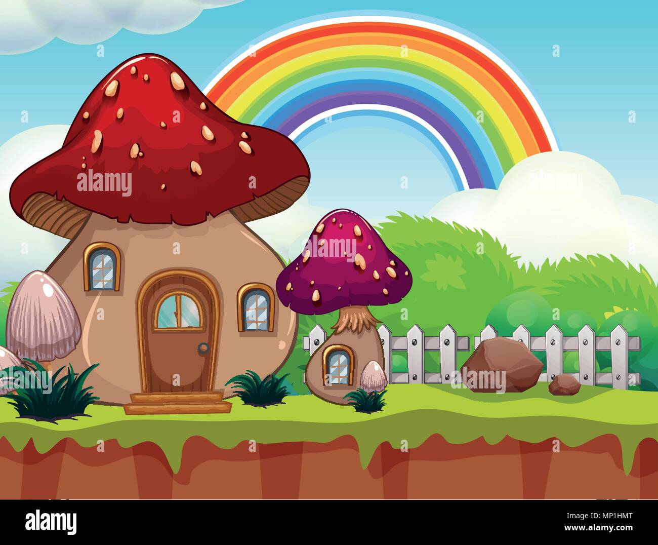 A Cute Cartoon Mushroom House illustration Stock Vector