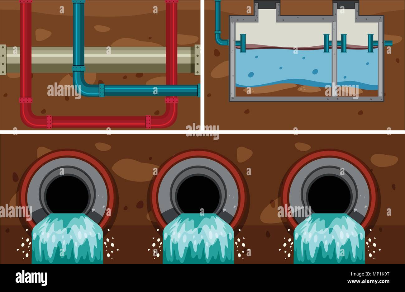 Underground Water Sewer Pipe System illustration Stock Vector Image