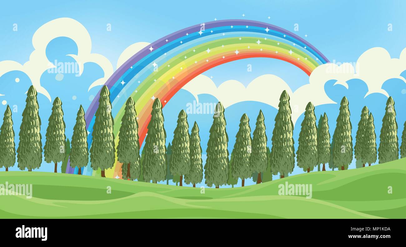 A Beautiful Green Forest Landscape illustration Stock Vector Image ...