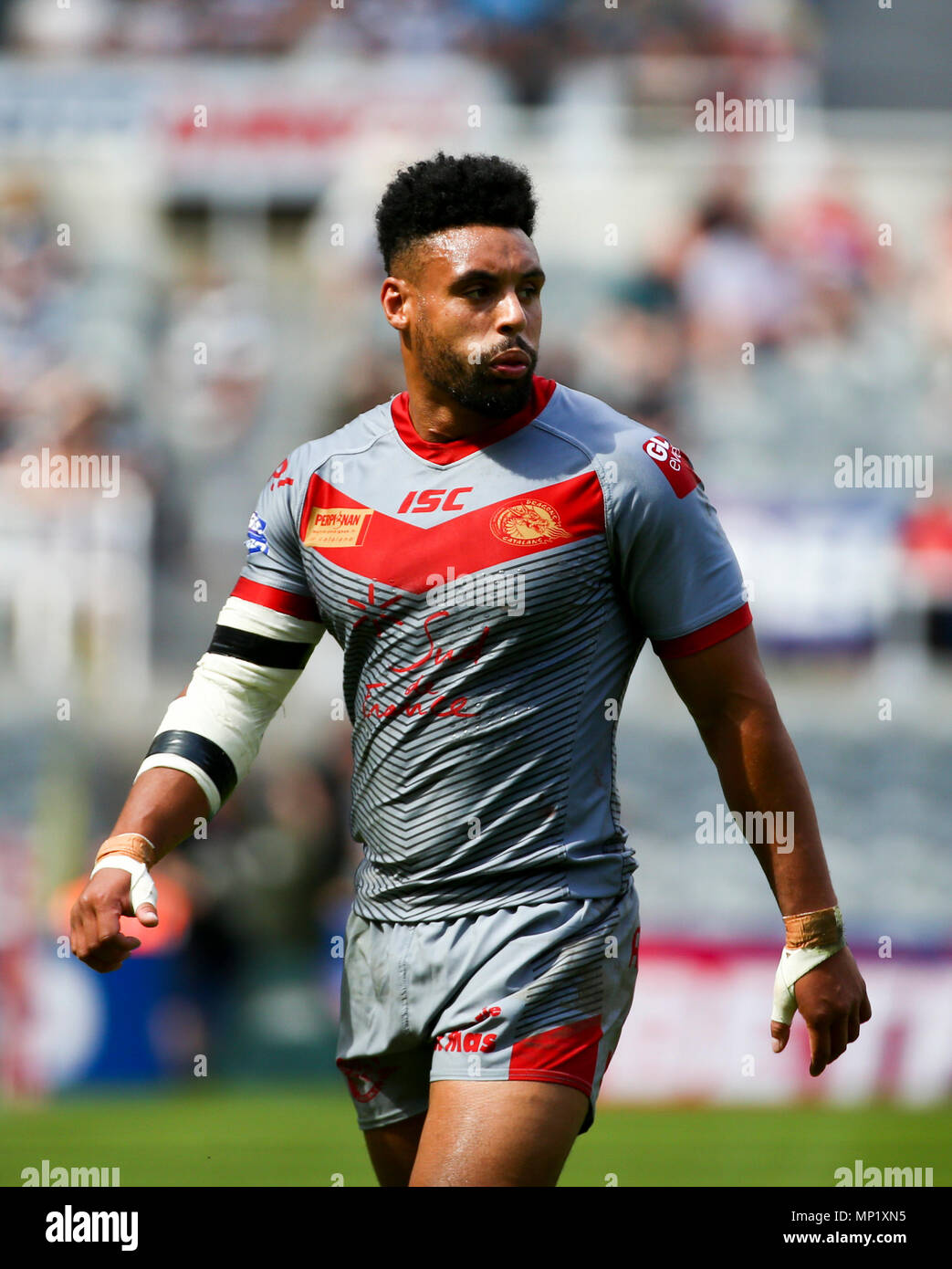 St James Park, Newcastle, UK. 20th May, 2018. Dacia Magic Weekend of Rugby League; Salford Red Devils versus Catalan Dragons; Jodie Broughton of Catalan Dragons after his third try of the game that made it 6-24 Credit: Action Plus Sports/Alamy Live News Stock Photo
