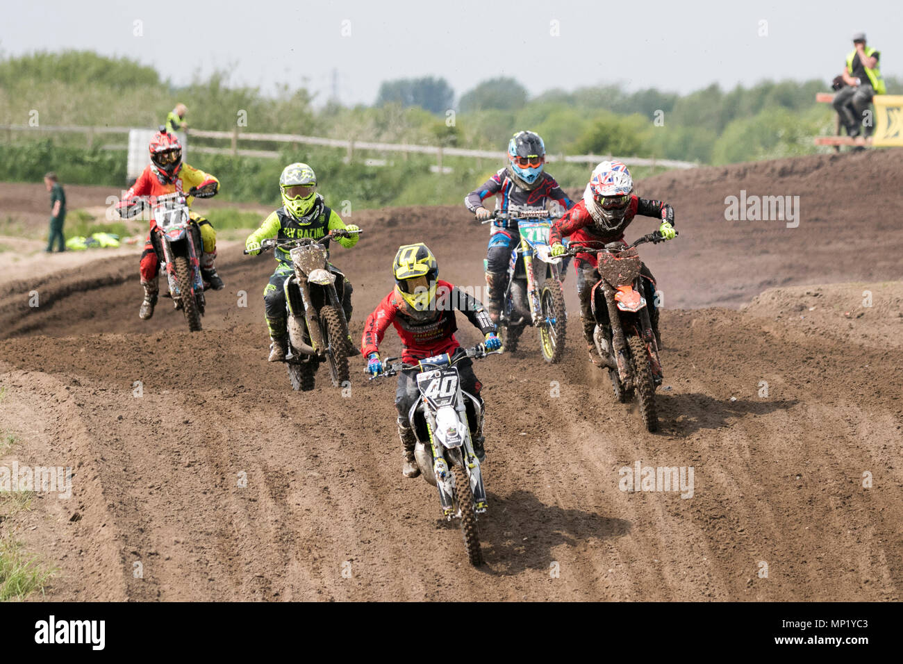 Preston Docks, Lancashire. 20th May 2018. The cream of British Motocross talent will be taking to the circuit at Preston Docks in Lancashire for the Michelin MX Nationals. The ‘Nationals’ offers a whole weekend of racing with 26 races over two days, and classes catering for SW/BW 85, MXY1 and 2, MX1 and MX2 Clubman right through to the Pro MX1 and MX2 ‘Fastest 40’; the stage is set for an action-packed programme of British championship racing at the very top of its game. Credit: Cernan Elias/Alamy Live News Stock Photo