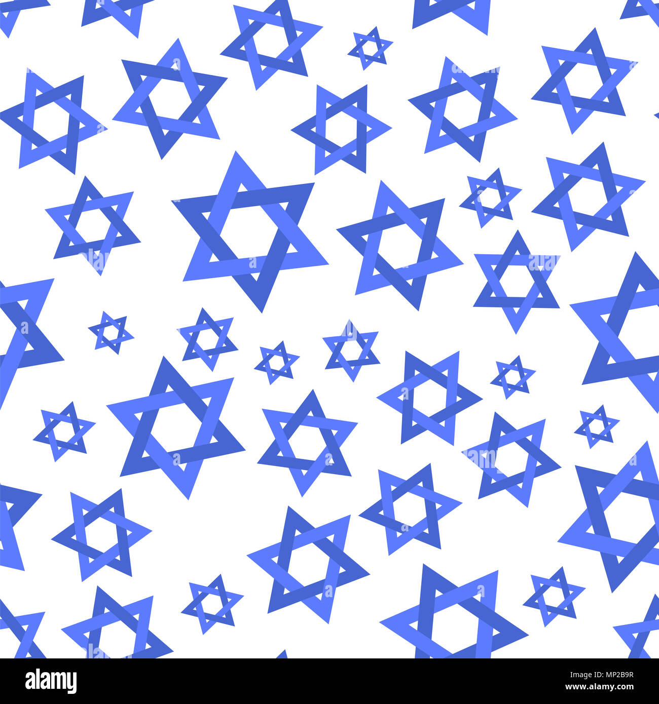 Blue Mosaic Stars of David Seamless Pattern Stock Photo