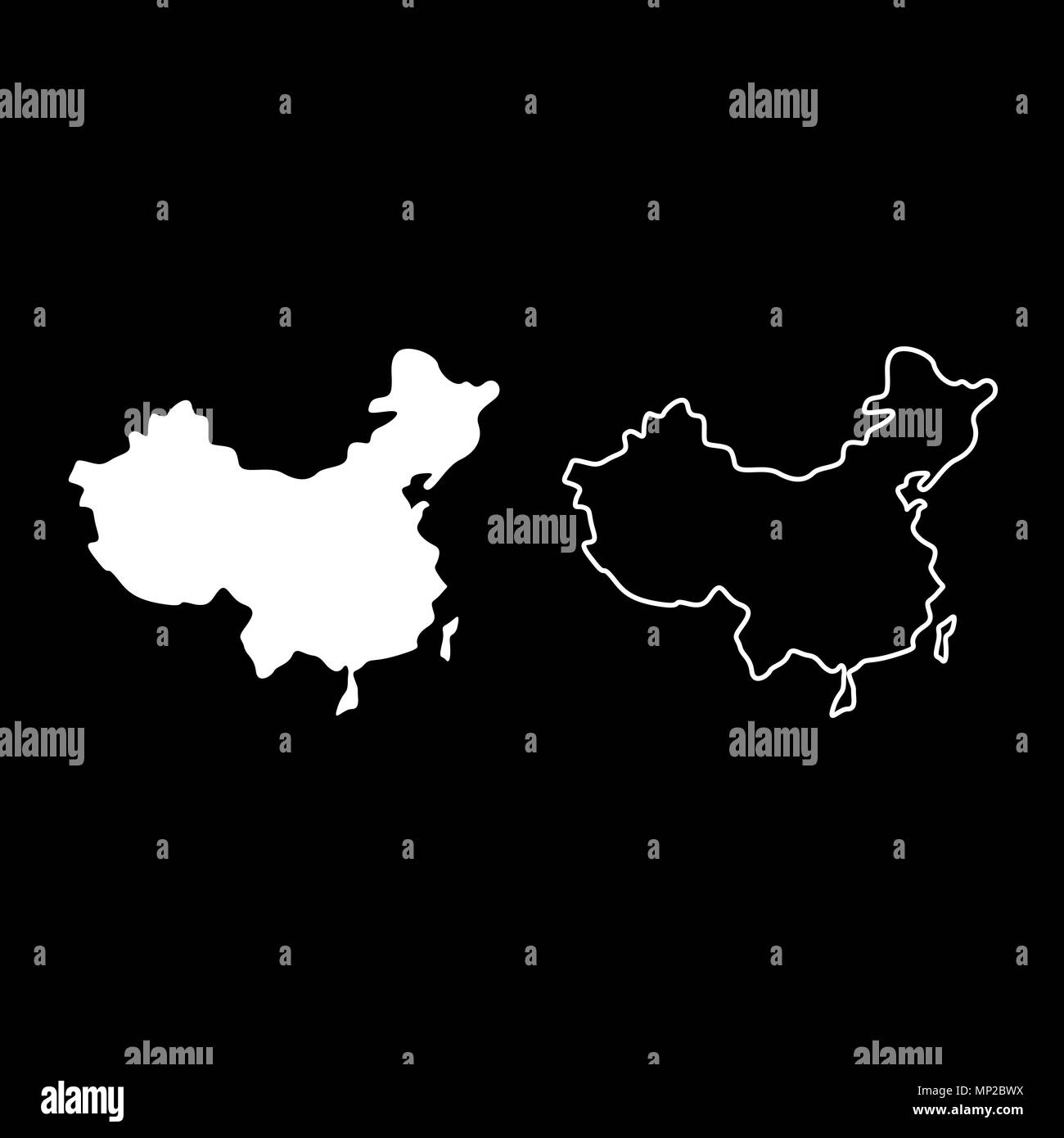 Asia china country map geography Black and White Stock Photos & Images ...
