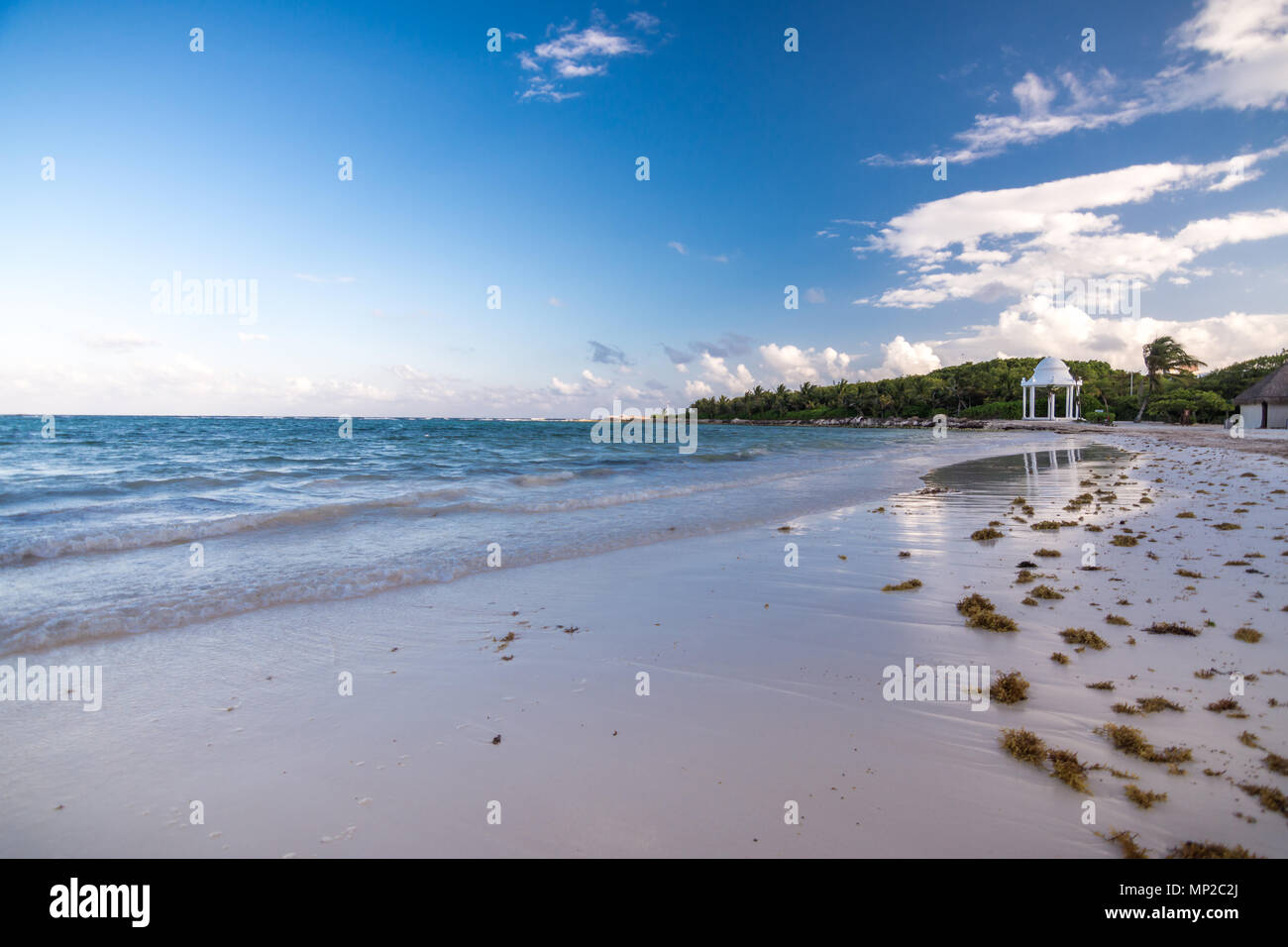 Beach at riviera maya near Cancun and Tulum in Mexico on a sunny afternoon Stock Photo
