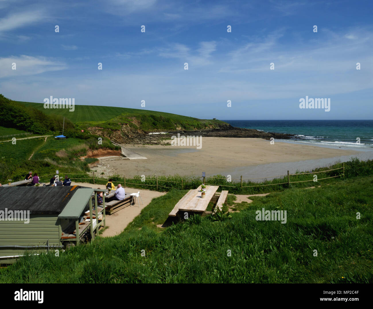 Hidden Hut, Porthcurnick beach, Portscatho, Cornwall. Stock Photo