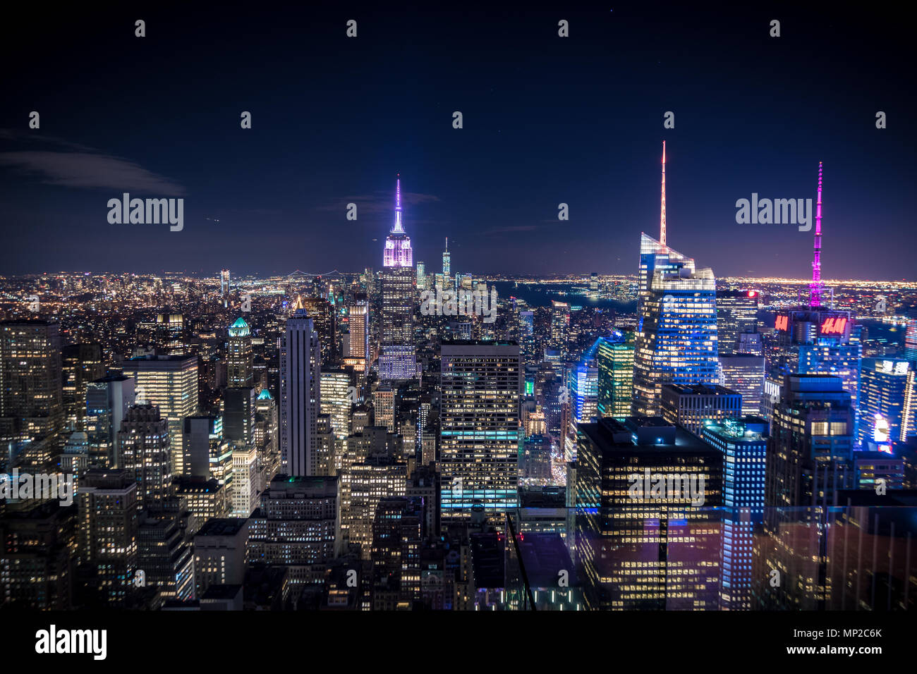 new York, US - March 30, 2018: View of New York lights and skyline at night Stock Photo