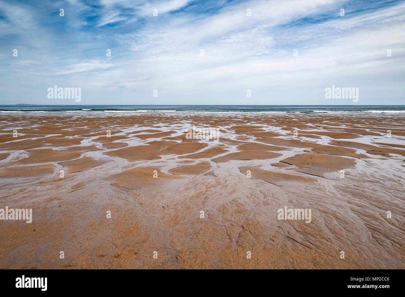 View of sand on Belhaven Beach, East Lothian, Scotland, United Kingdom ...