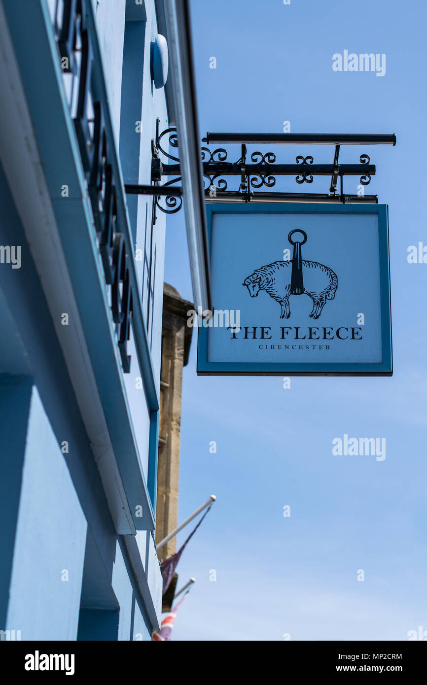 Suspended sign for The Fleece inn, Cirencester Stock Photo