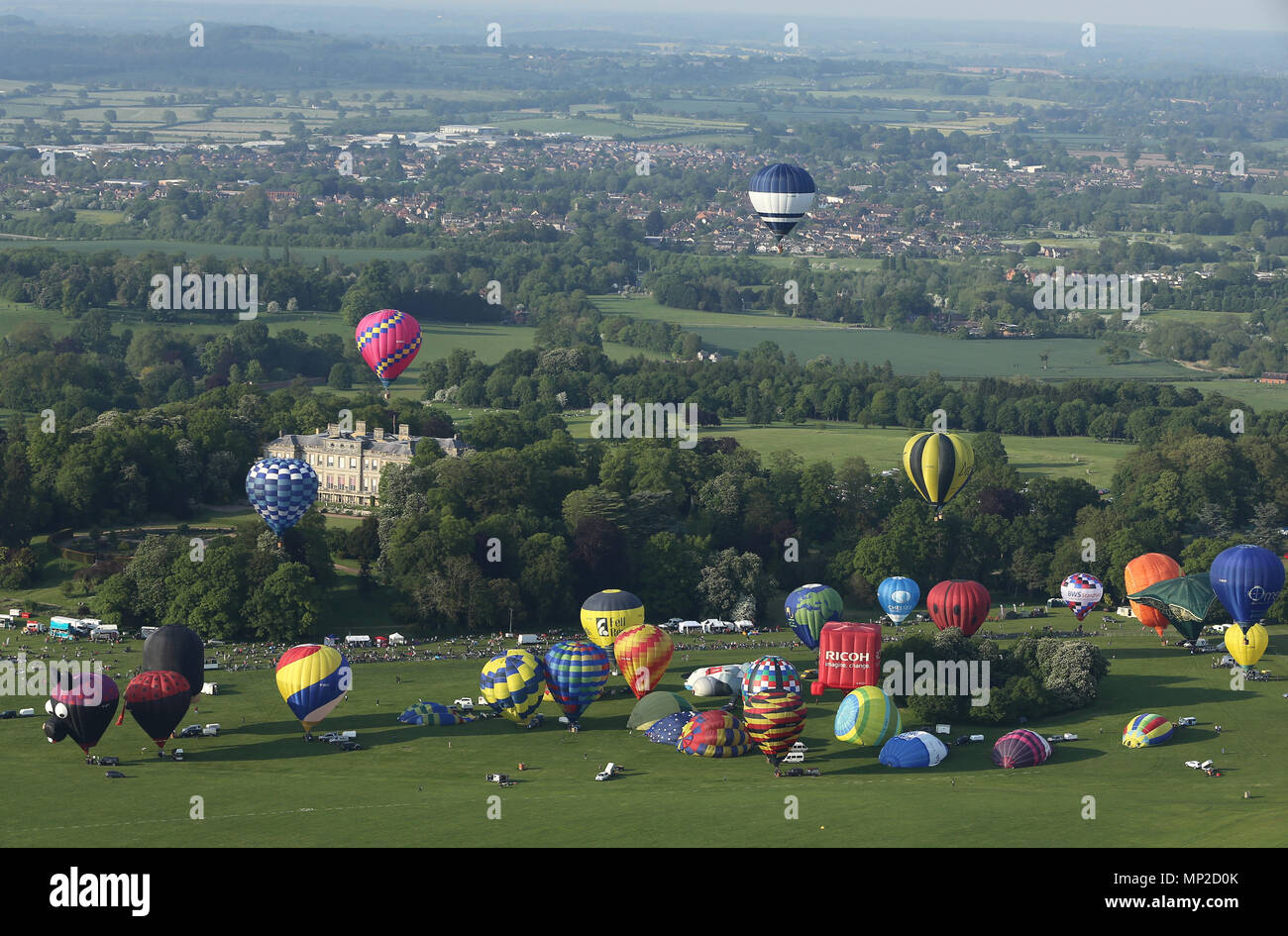 The Friday evening balloon launch from Ragley Hall leading up to the weekend's two day airshow. Stock Photo