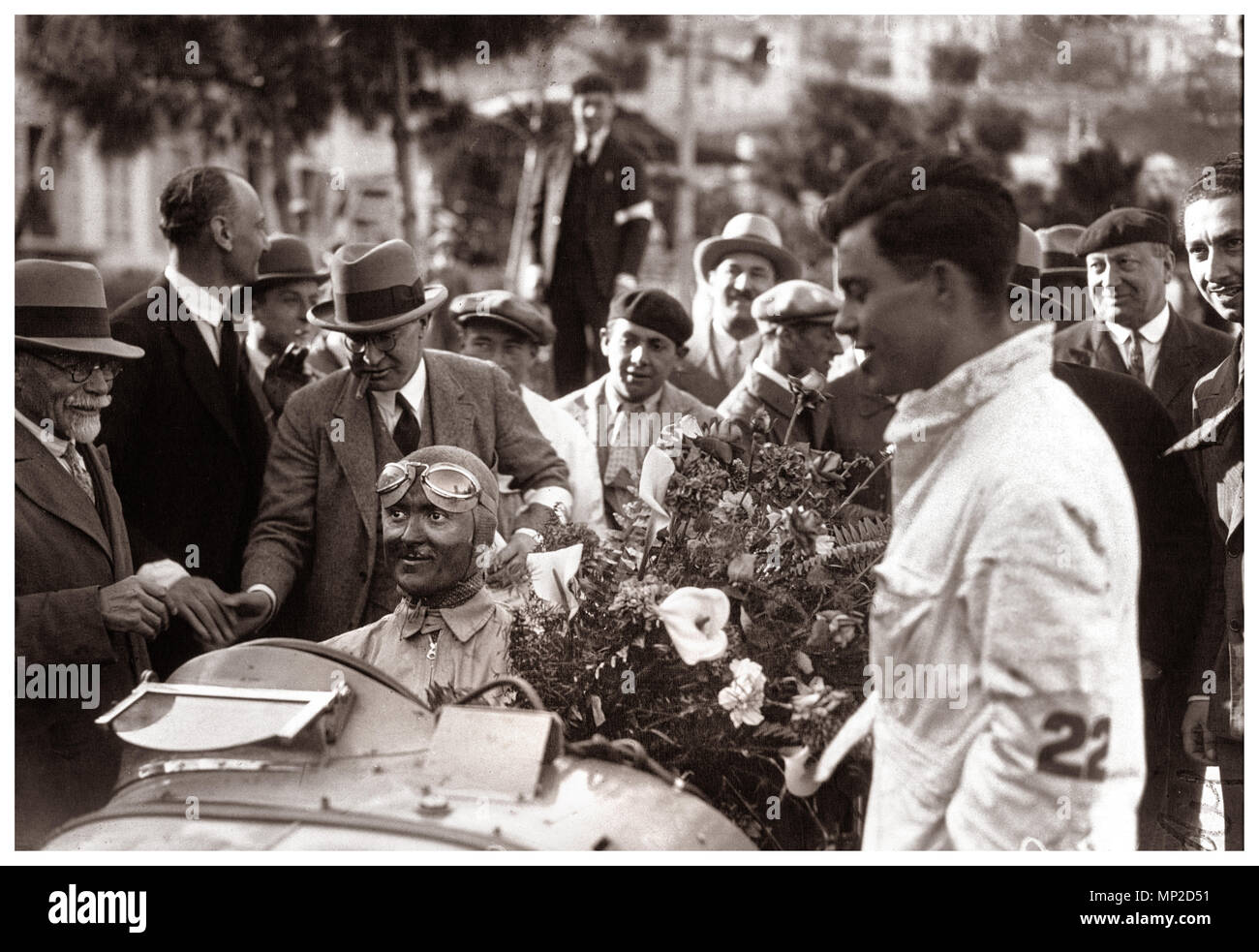 MONACO 1931 GP Historic vintage 1930’s Monaco Grand Prix win by an oil & fumes blackened Louis Chiron in a Bugatti T51 at the 1931 Monaco Grand Prix Monaco France Stock Photo