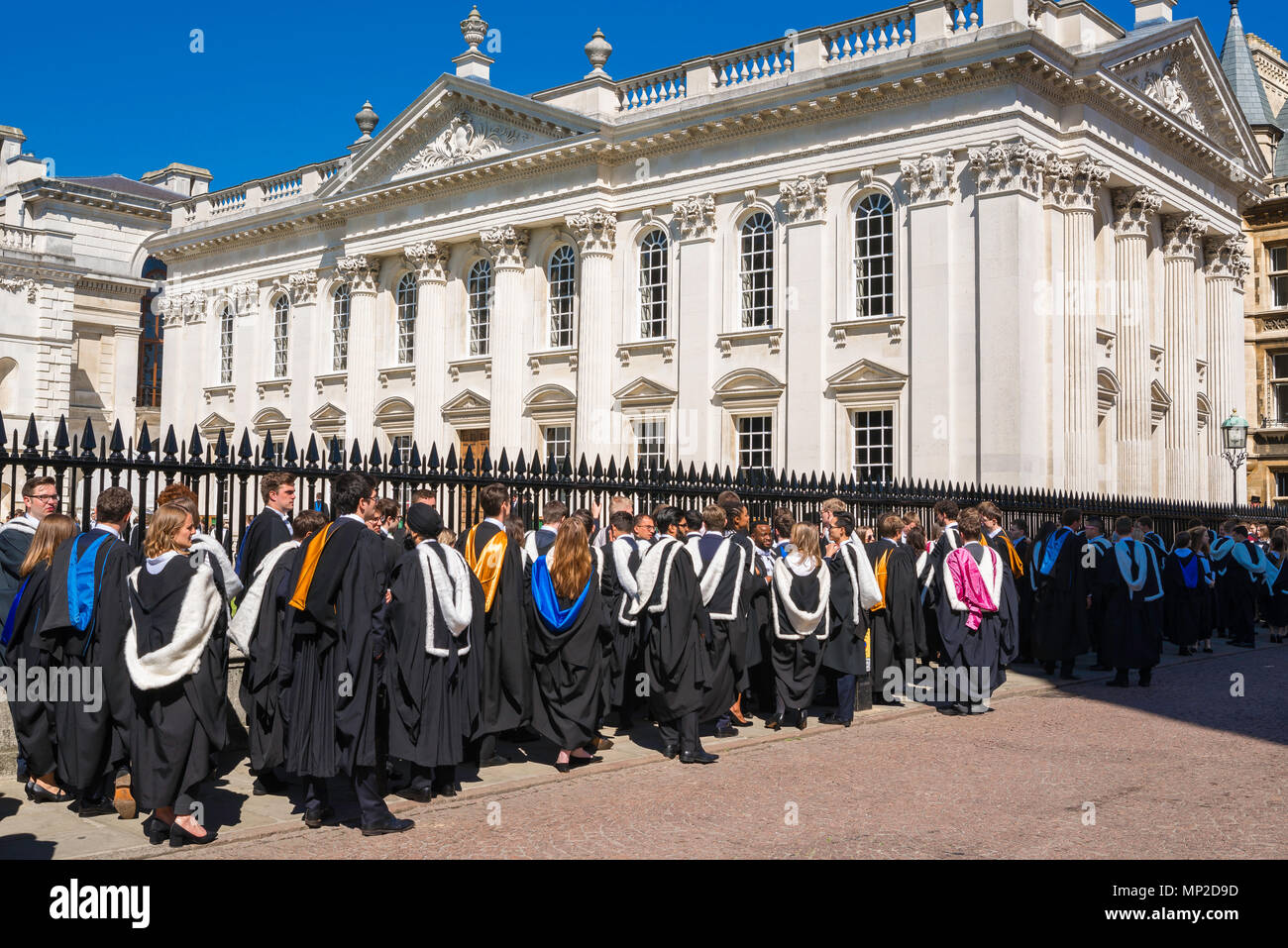 Graduation ceremony, undergraduates of Cambridge University line up outside the Senate House before entering it to receive their degrees, England, UK Stock Photo