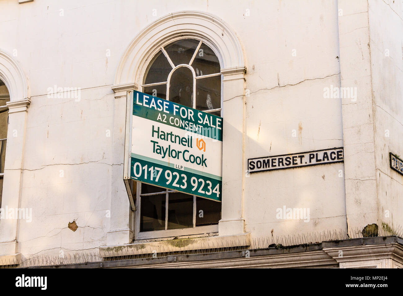 Hartnell, Taylor, Cook sign advertising lease for sale on a property in Teignmouth, Devon. Feb 2018. Stock Photo