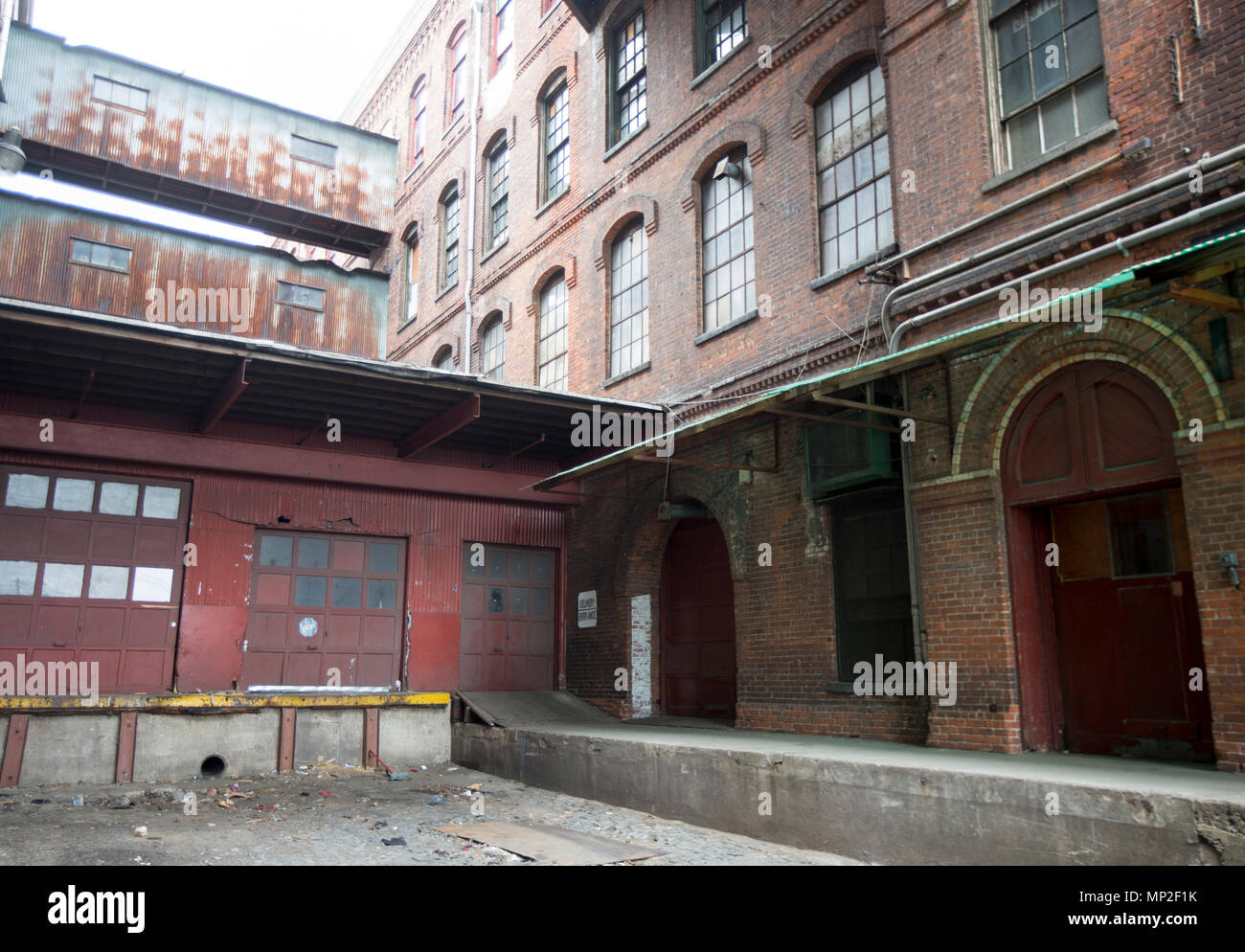 An old factory with a loading dock in Patterson, NJ Stock Photo