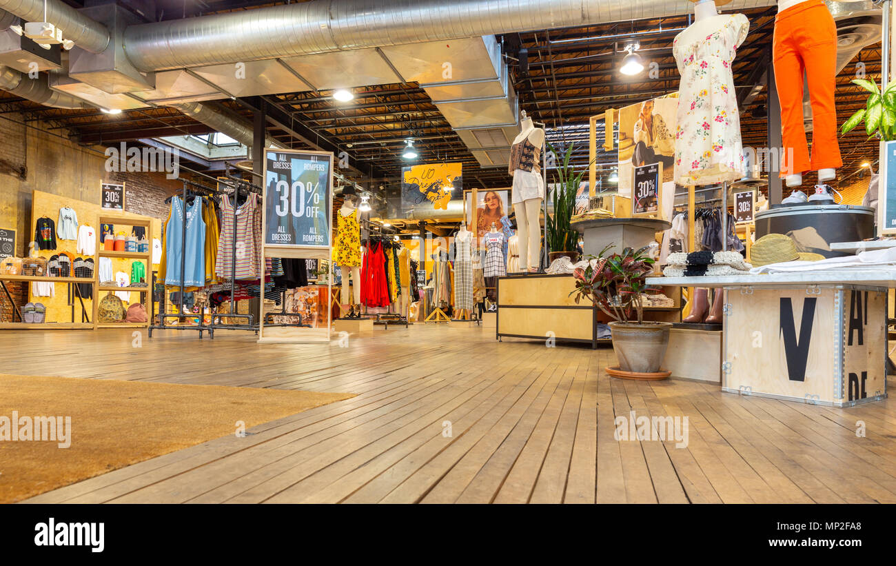 WASHINGTON DC - MAY 6, 2018: Indoor view of an Urban Outfitters shop. Stock Photo