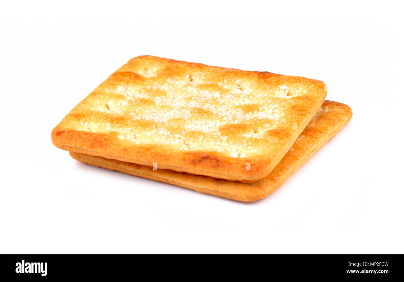 Crackers with sugar on white background Stock Photo