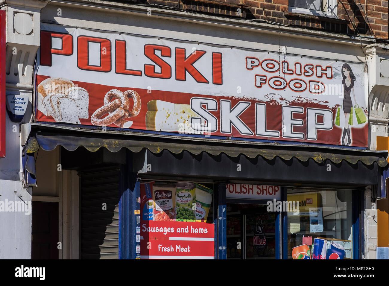 Polish food shop on Watford high street,Hertfordshire, England, U.K. Stock Photo