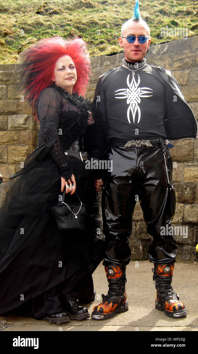 PUNK GOTHIC .Visitors to  the annual Goth festival at Whitby, Yorkshire, UK Stock Photo