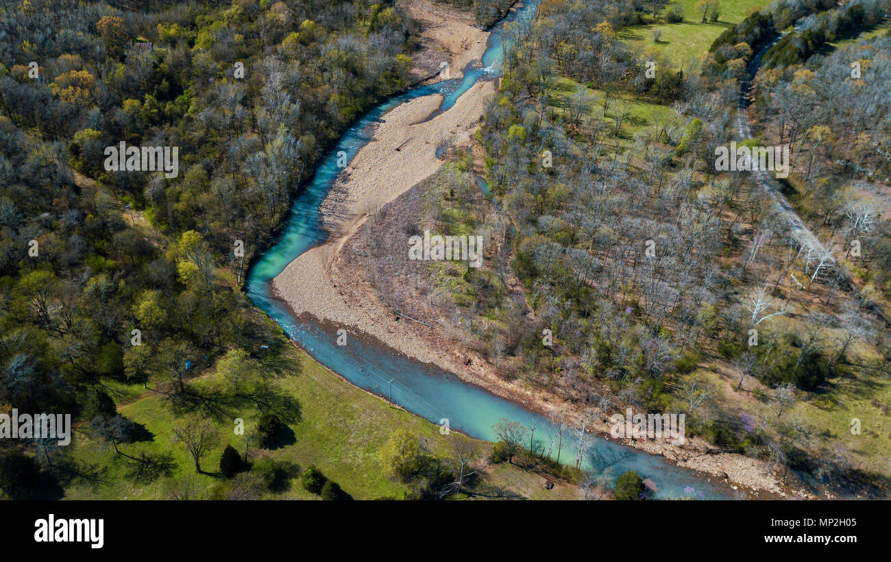 A drone image taken in Arkansas, USA Stock Photo