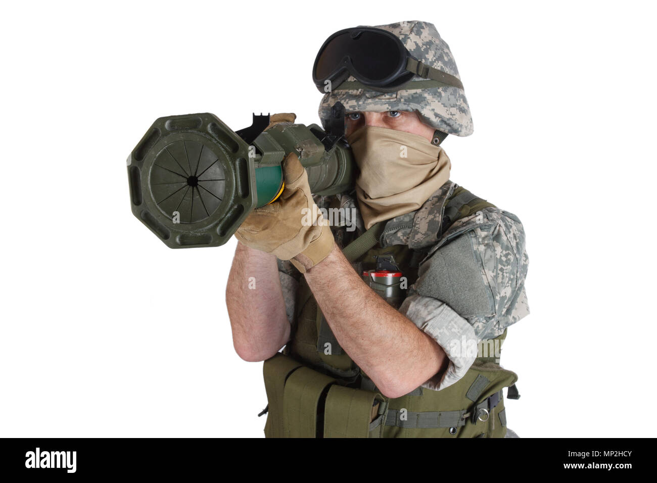 Soldiers With Rockets US ARMY soldier with AT rocket launcher isolated on white Stock Photo ...