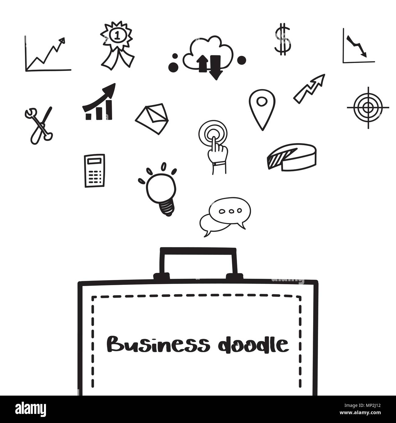 Business doodle icon design element template on white background. Stock Vector