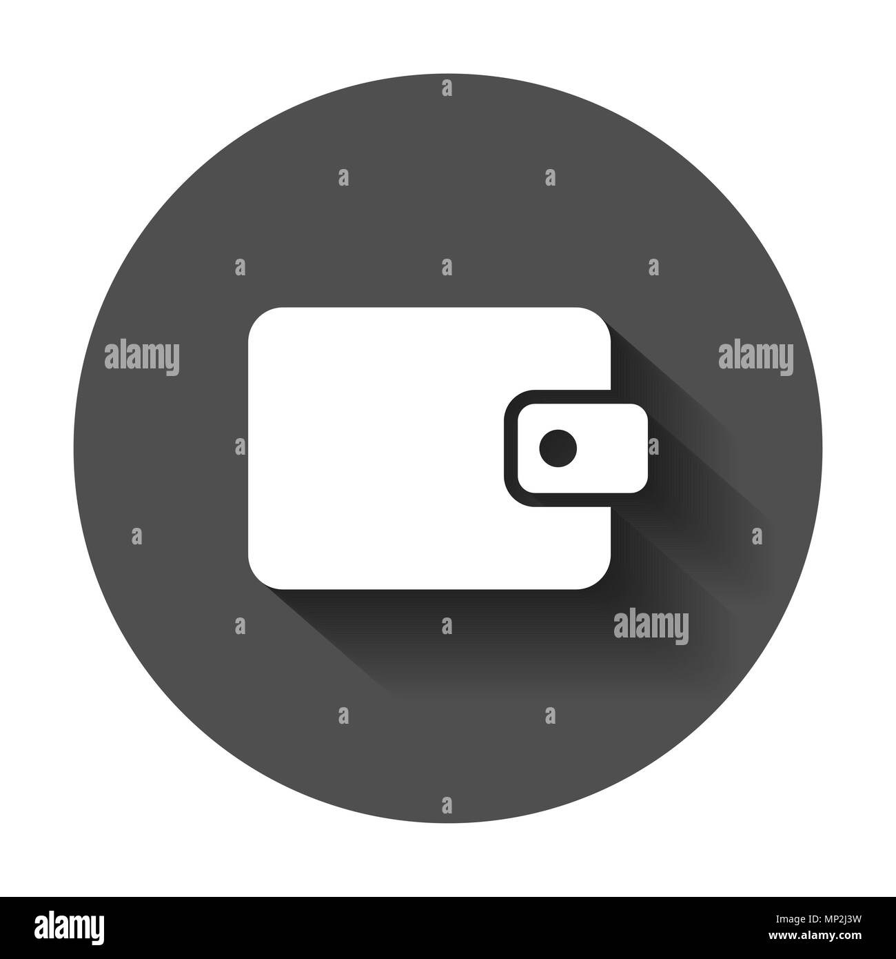 Wallet vector icon. Money purse flat vector illustration. Money bag business concept pictogram with long shadow. Stock Vector