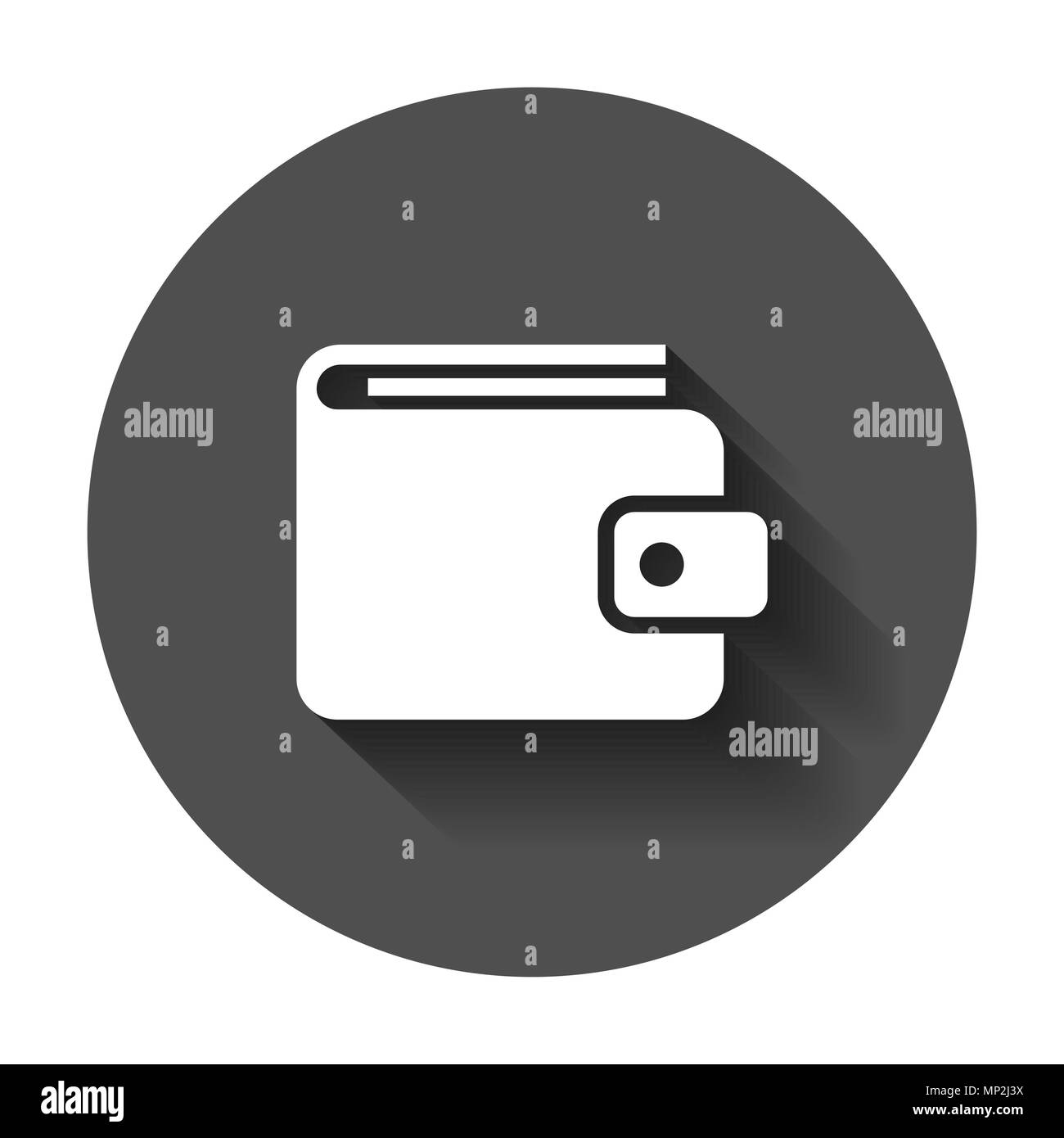 Wallet vector icon. Money purse flat vector illustration. Money bag business concept pictogram with long shadow. Stock Vector