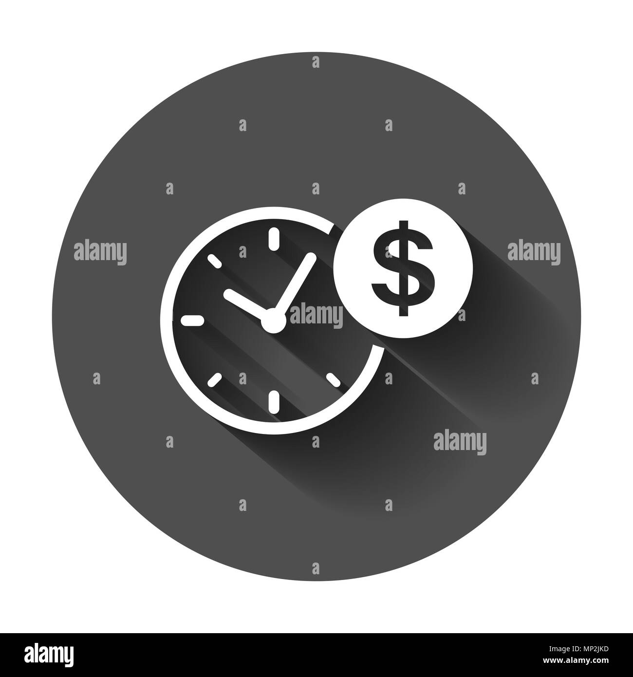 Business and finance management icon in flat style. Time is money