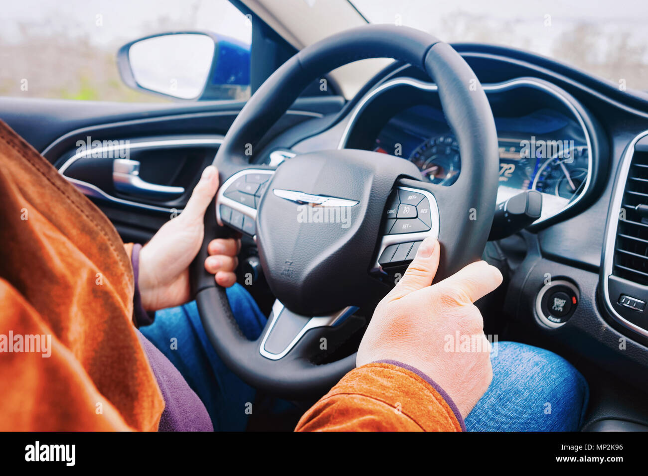 Steering wheel sports car hands hi-res stock photography and images - Alamy