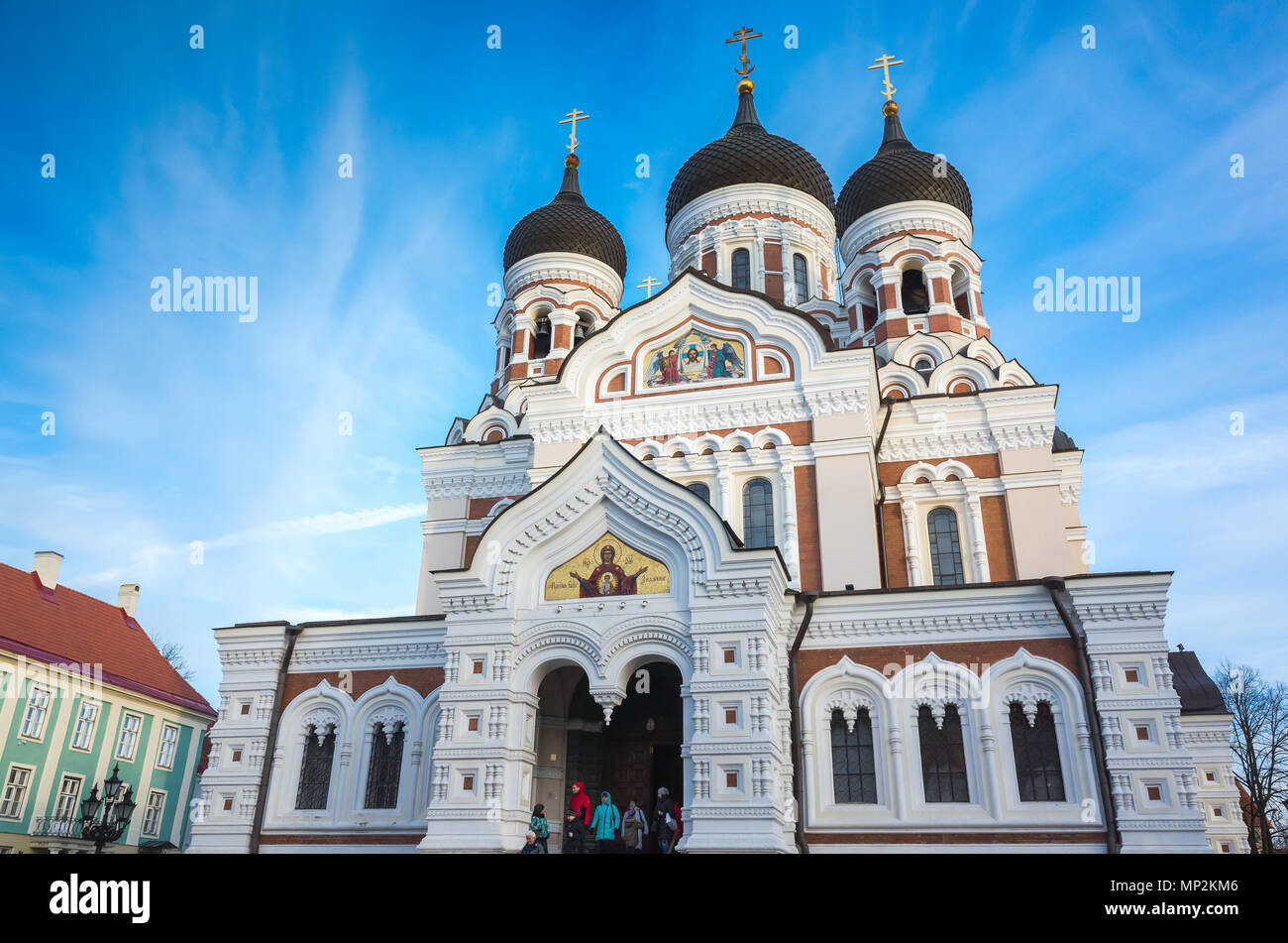 Tallinn, Estonia - December 31, 2017: Alexander Nevsky Cathedral is orthodox cathedral in Tallinn Old Town, Estonia. It was built to a design by Mikha Stock Photo