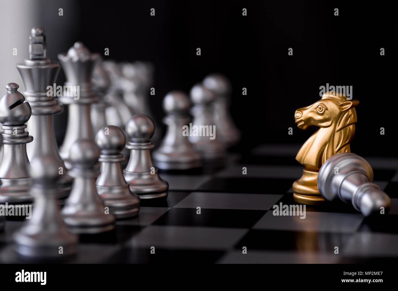 Horse chess set with enemy background Stock Photo - Alamy