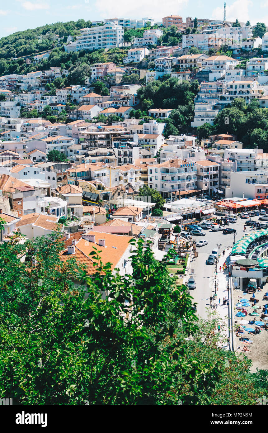 ULCINJ, MONTENEGRO - JULY 27, 2017: View of city center of Ulcinj Montenegro Stock Photo