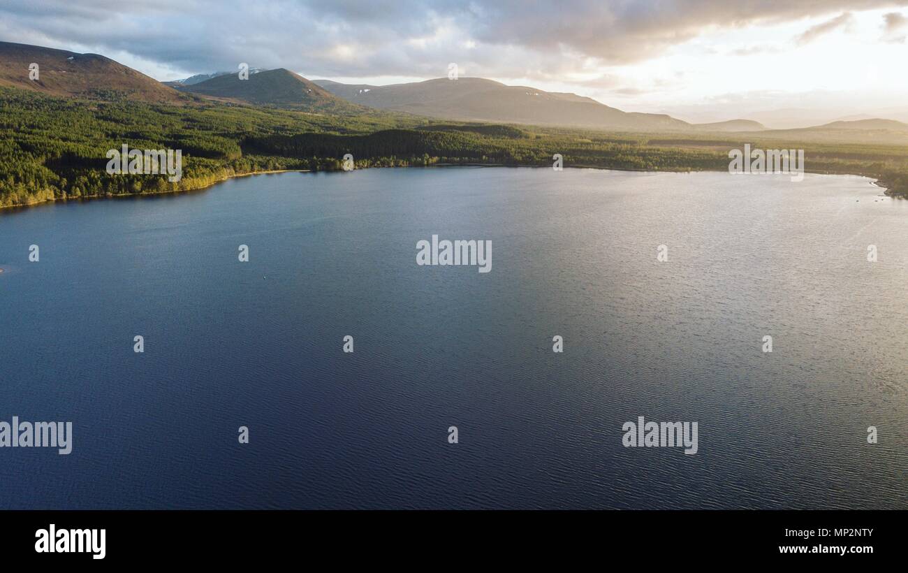Flying around and above Loch Morlich in the Cairngorm National Park