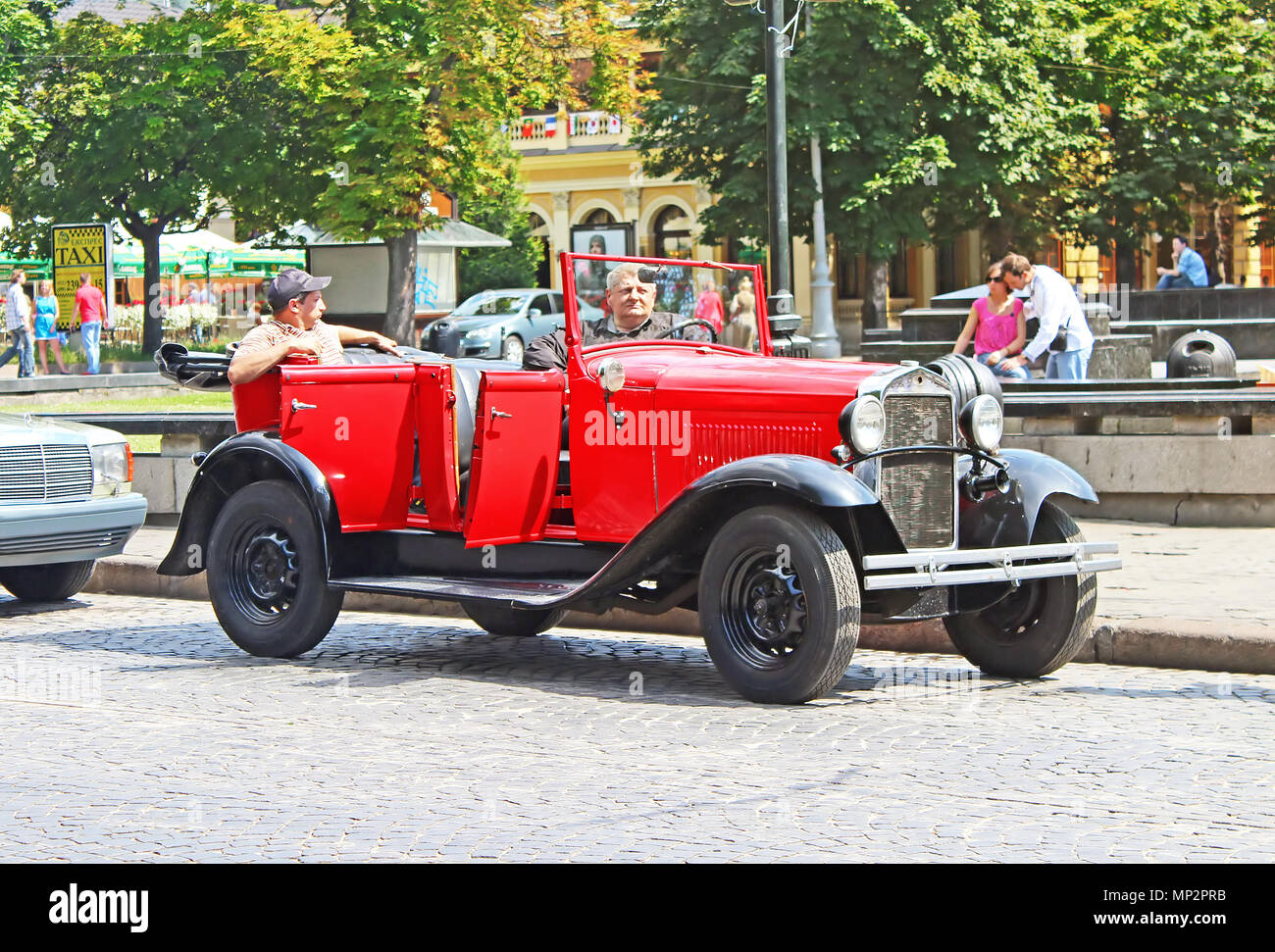 LVIV, UKRAINE JUNE 28, 2014 Retro car on the street in Lviv on the