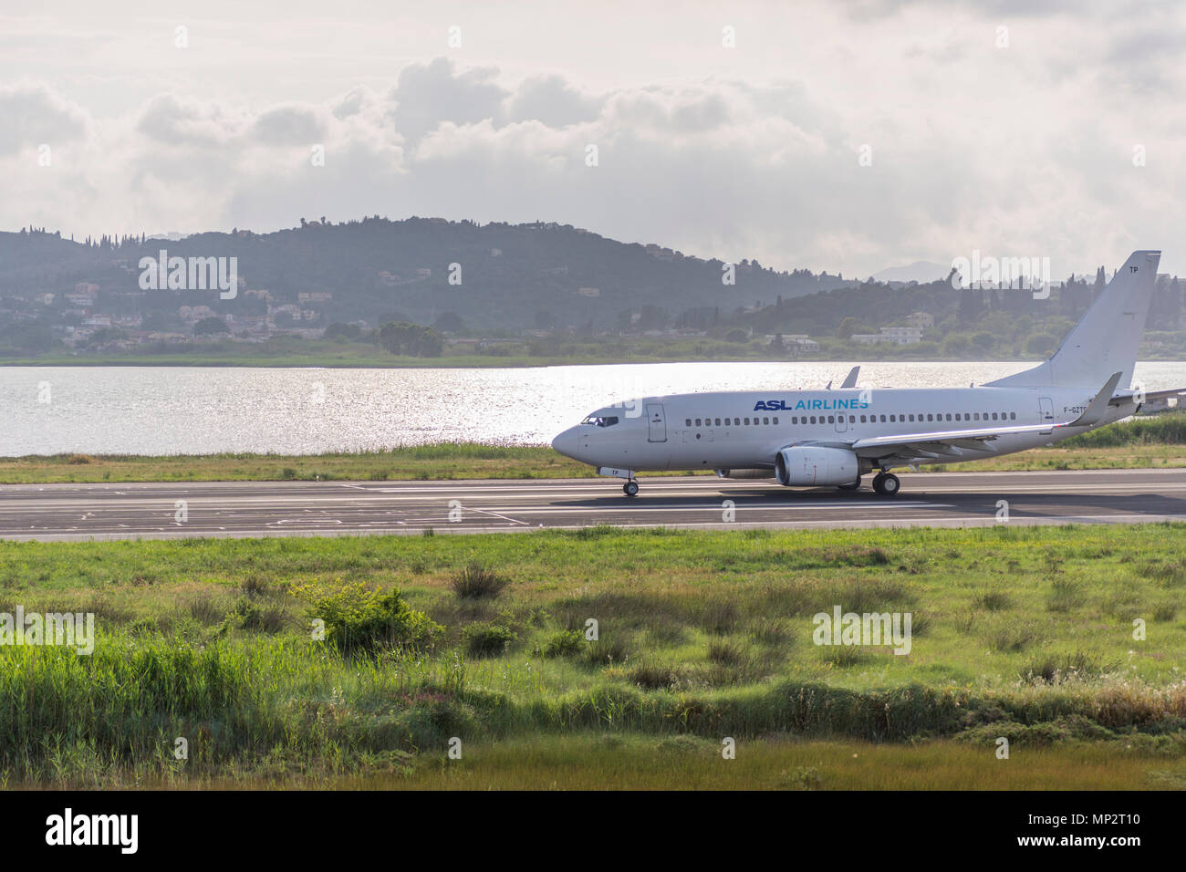 CORFU,GREECEMAY 06,2018 ASL Airlines Boeing 73773S taxiing at Corfu