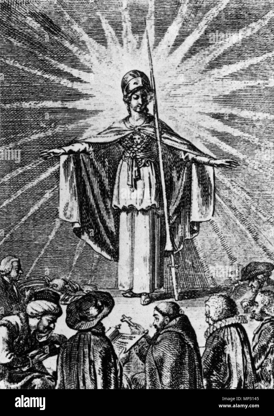 .  English: Minerva as a symbol of enlightened wisdom protects the believers of all religions Deutsch: Die aufgeklärte Weisheit als Minerva schützt die Gläubigen aller Religionen . 1791.   895 Minerva als Symbol der Toleranz Stock Photo