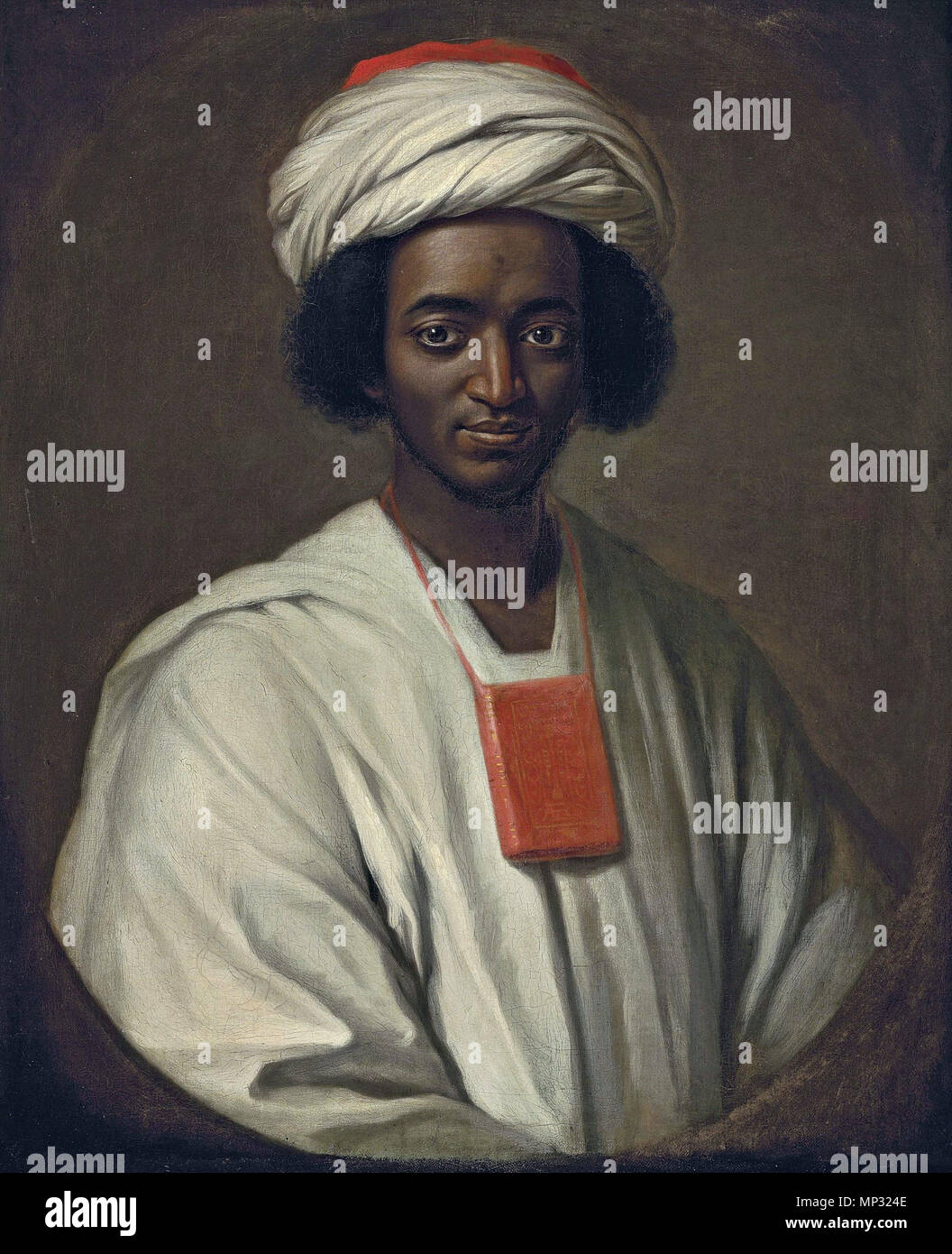 .  English: Portrait of Ayuba Suleiman Diallo, called Job ben Solomon (1701-1773) in African dress, with the Qu'ran around his neck . 18th century.    William Hoare  (between circa 1707 and circa 1792)     Alternative names William Hoare of Bath  Description English portrait painter and printmaker  Date of birth/death circa 1707 12 December 1792  Location of birth/death Suffolk Bath  Work location London (1752); London (1720 - 1728); Rome (1728 - 1737); Bath (1739 - 1792)  Authority control  : Q1983389 VIAF: 61399384 ULAN: 500011916 LCCN: nr91018002 RKD: 38624 WorldCat 1265 William Hoare of Ba Stock Photo