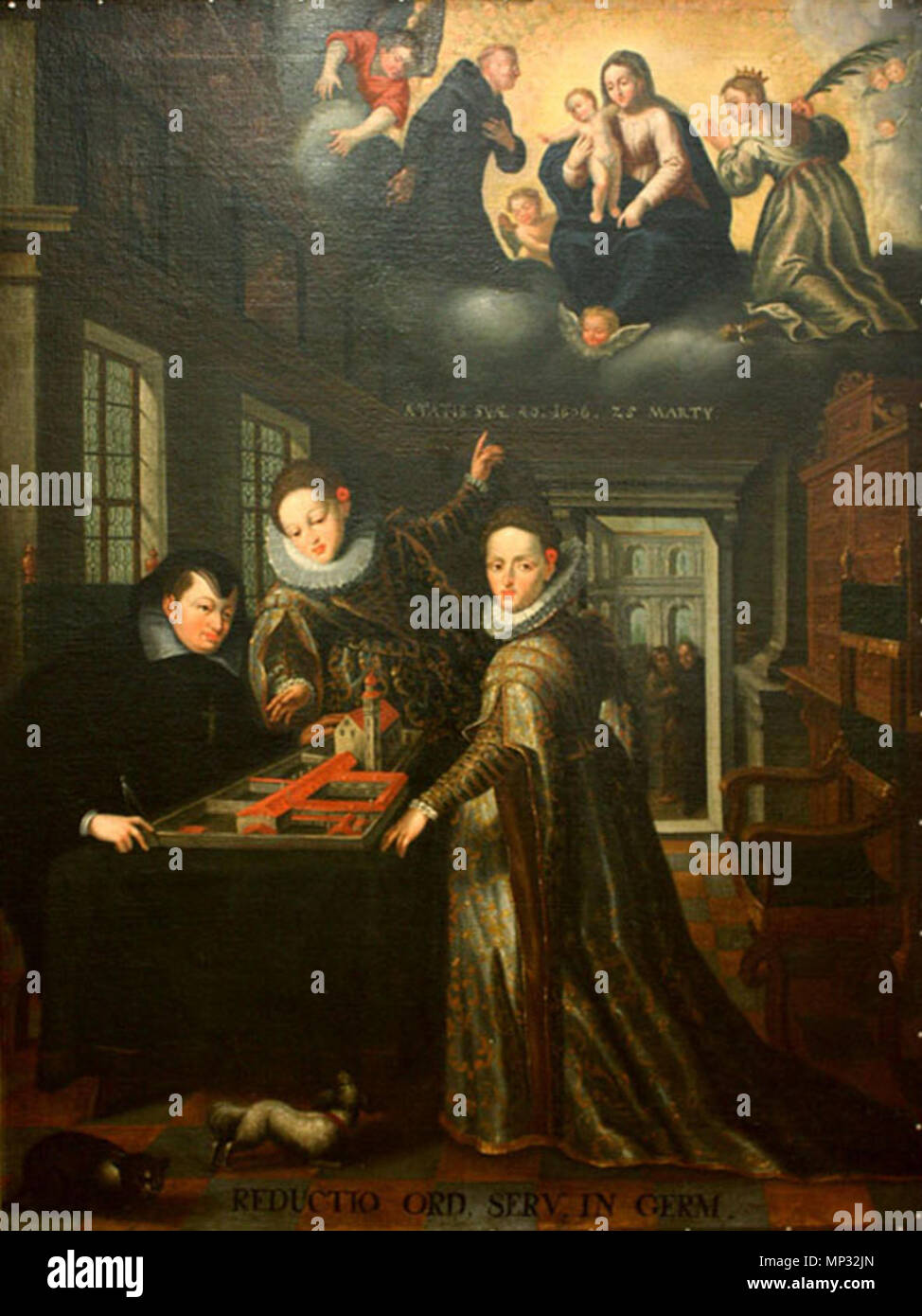. English: Eighteenth century copy of seventeenth century painting showing Anne Juliana Gonzaga with her daughters Archduchess Maria of Austria (1584–1649) and Anna of Tyrol . 25 January 2010. Unknown 1044 Recreation of Archduchess Anna Catherine with Her Daughters Stock Photo