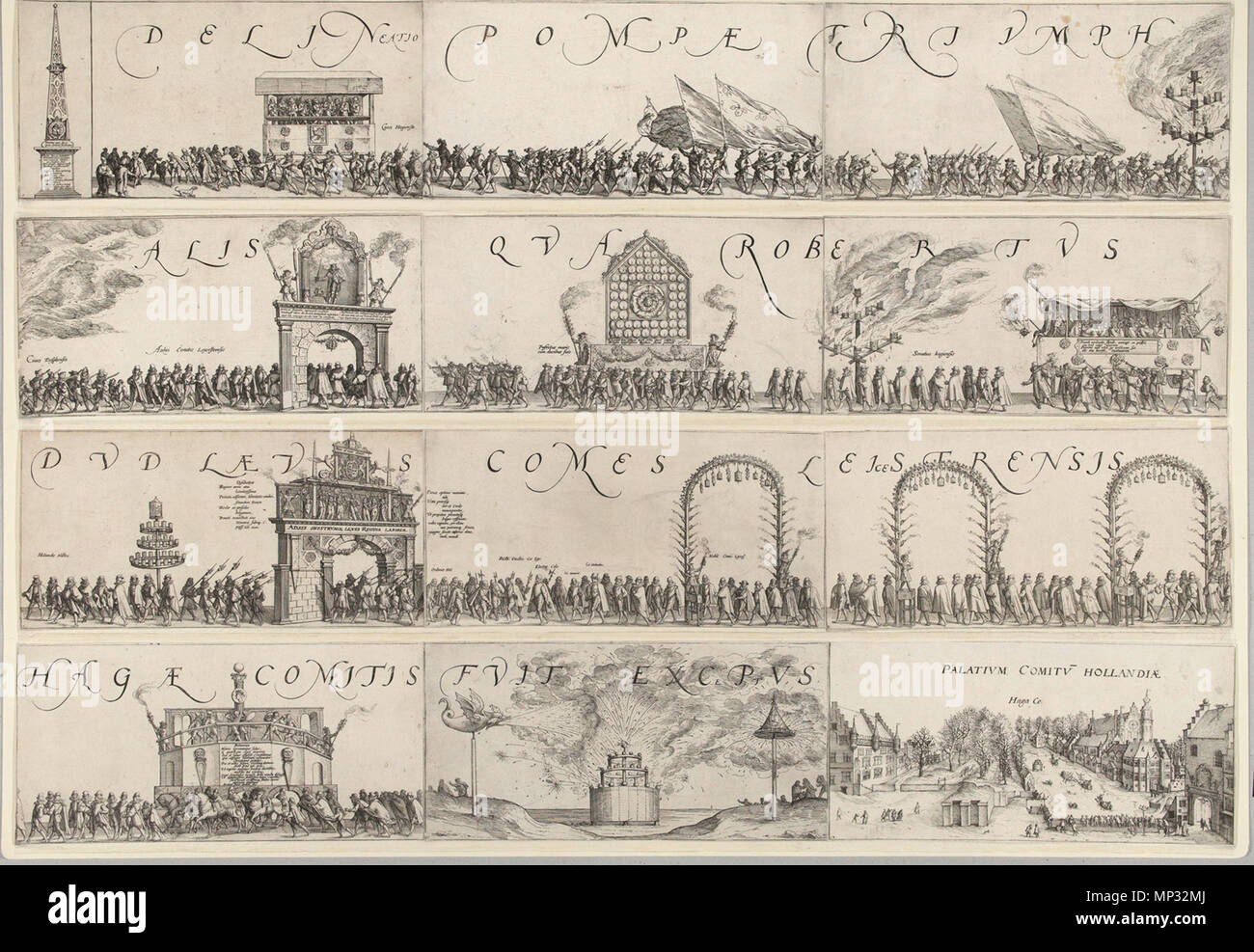 . English: parade of Leicester te Den Haag, 1586 Nederlands: Intocht van Leicester te Den Haag, 1586 . 1586. Savery, Jacob 801 Leicester 1586 Stock Photo