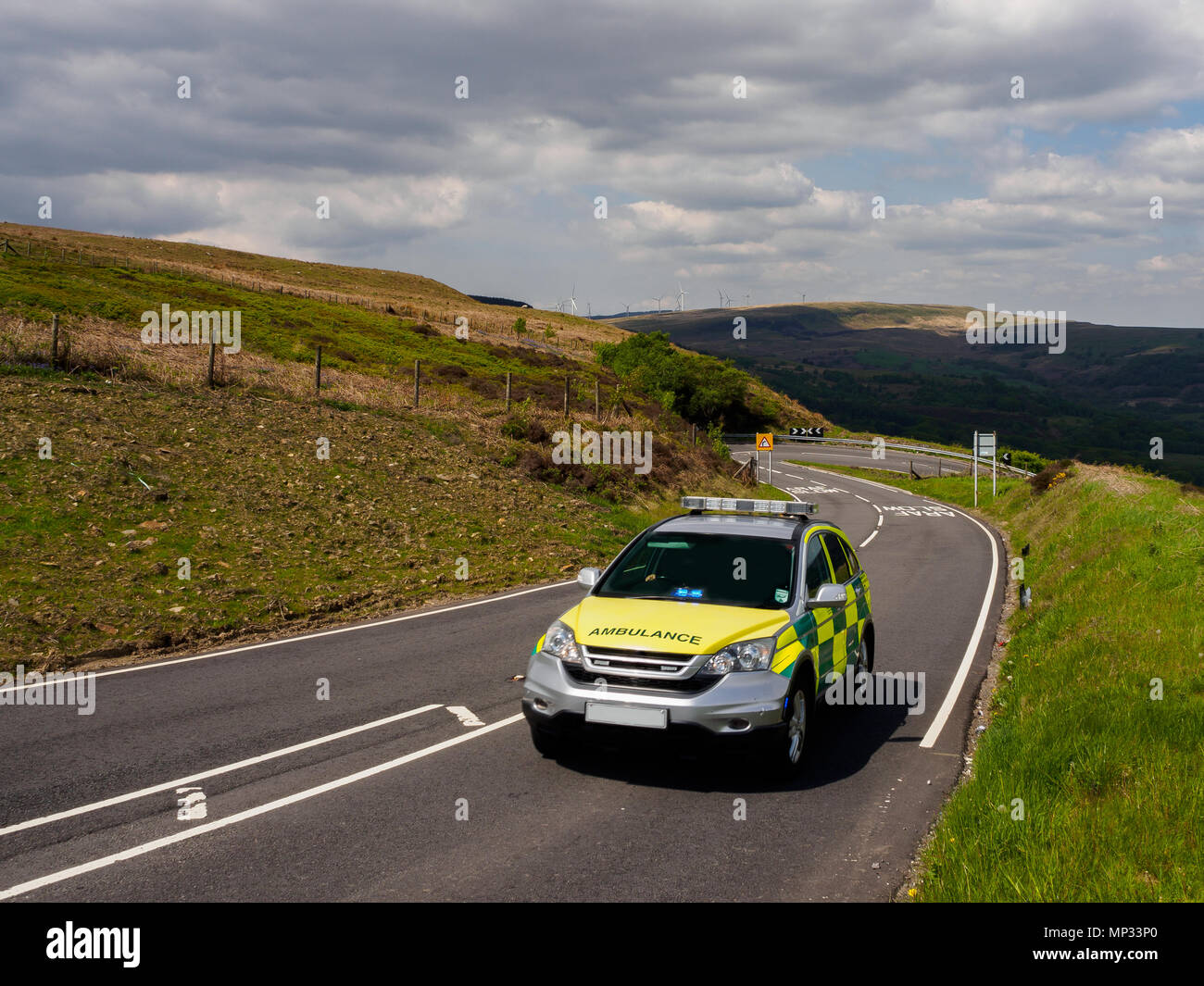 Ambulance Paramedic, Rapid Response Vehicle in Rhondda, South Wales Stock Photo
