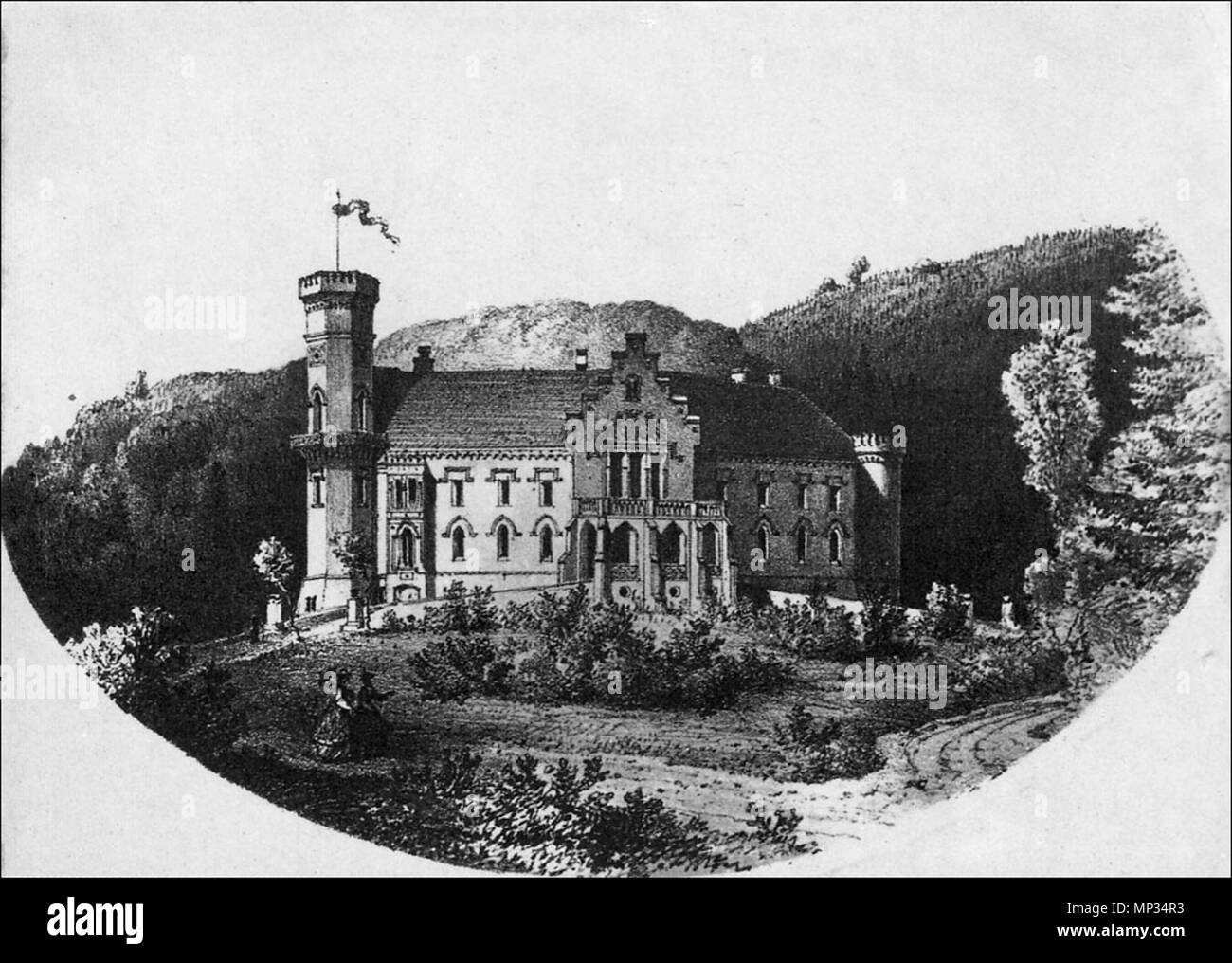 . English: Slivnica Castle . 1864. Reichert 1128 Slivnica Castle 1864 Stock Photo