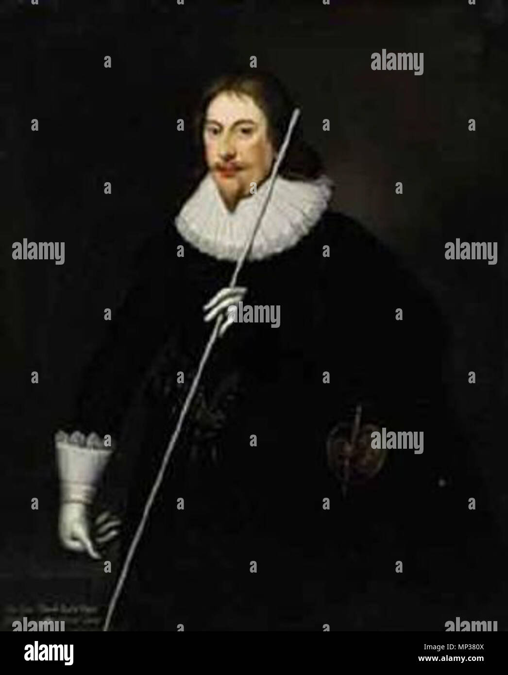 . English: Painting purported to be of John de Vere, 15th Earl of Oxford, by Daniël Mijtens (Daniel Mytens). More recently it has been labelled as a portrait of an unknown man, as the 15th Earl died before Mytens was born. The painting bears the inscription: 'John Vere Fifteenth Earl of Oxford/Lord [illegible] of England/Gibson pinxit'. 1 October 2010.   Daniël Mijtens  (circa 1590–circa 1647)     Alternative names Daniël Mijtens the Elder, Daniel Mytens (I), Daniel van Mytens (I)  Description Dutch painter, draughtsman and court painter  Date of birth/death circa 1590 circa 1647  Location of  Stock Photo