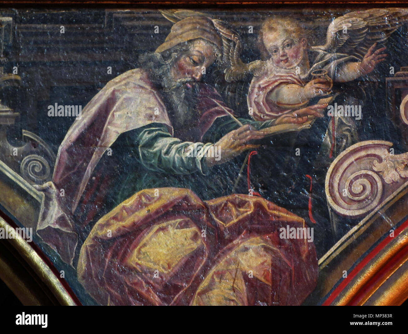 Tétramorphe . Matthieu et son symbole l'angelot qui tient l'encrier . 1620.   1146 StPierreJeuneP51 Stock Photo