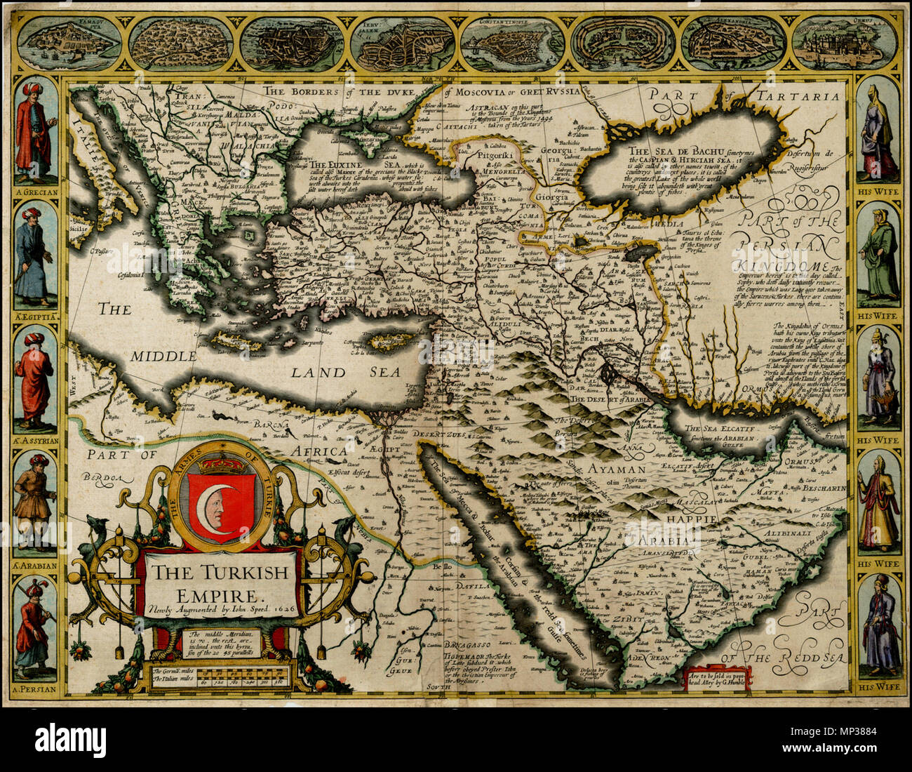 John Speed, Turkish Empire Map, 1626 Stock Photo - Alamy