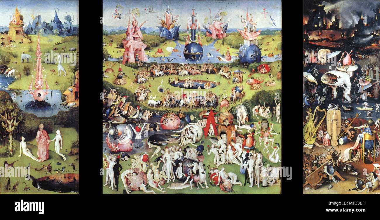 The Garden of Earthly Delights between 1480 and 1505. 1174 The Garden of  Earthly Delights by Hieronymus Bosch Stock Photo - Alamy